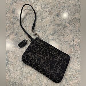 Black Sparkly Monogrammed Coach Wristlet